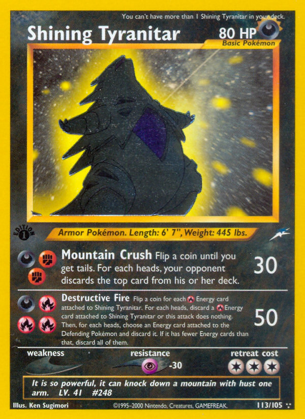 Shining Tyranitar 113/113 Rare Shining