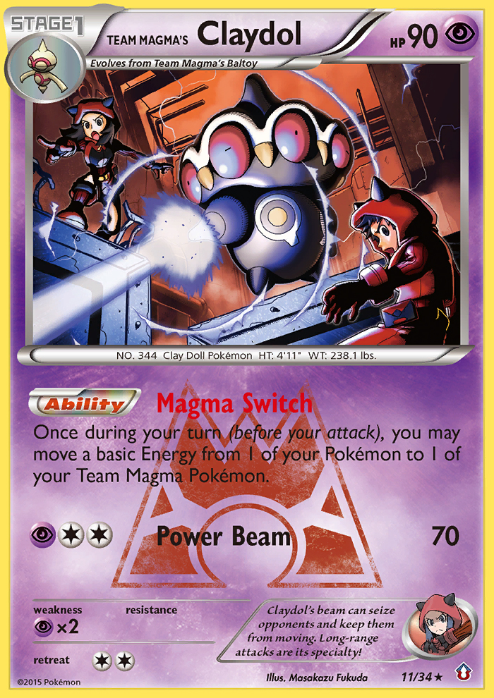 Team Magma's Claydol 011/34 Rare Holo