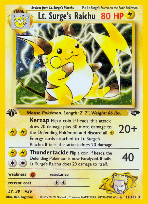Lt. Surge's Raichu 011/132 Rare Holo