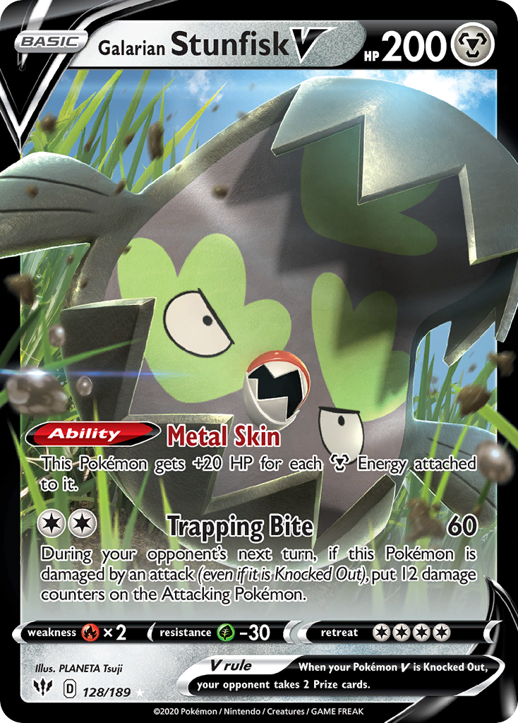 Galarian Stunfisk V 128/201 Rare Holo V