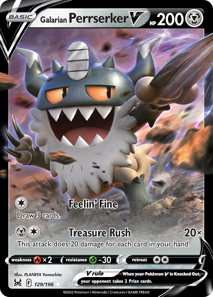 Galarian Perrserker V 129/217 Rare Holo V