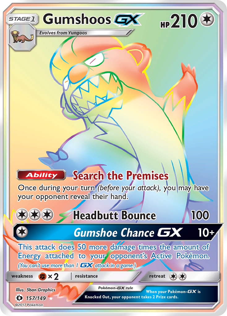 Gumshoos-GX 157/173 Rare Rainbow