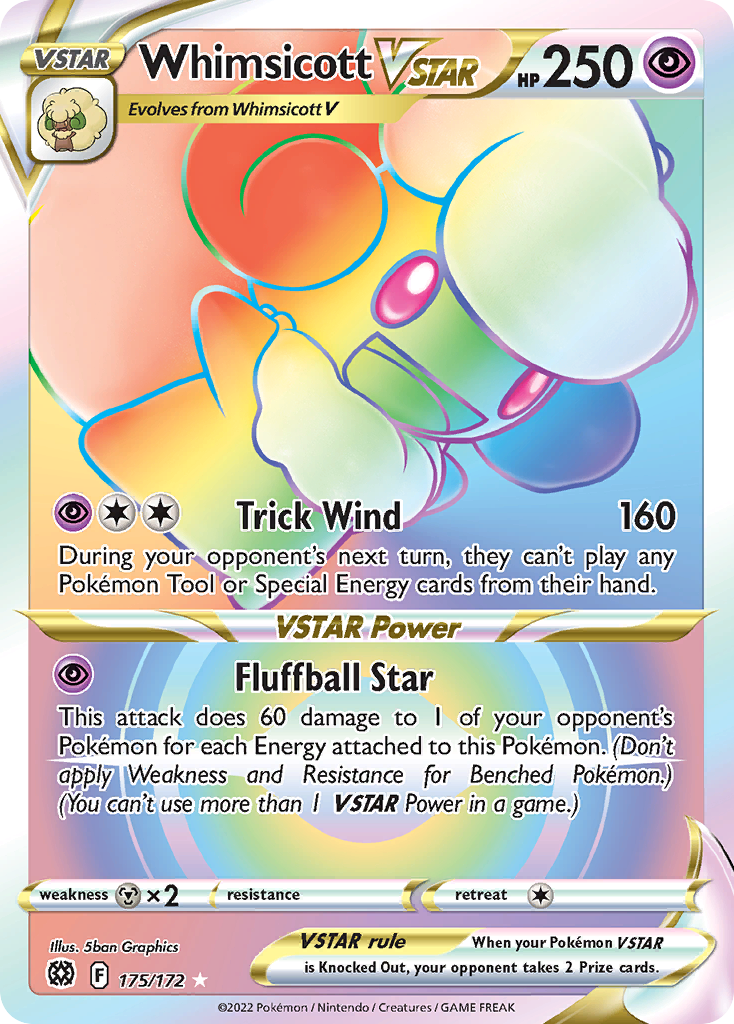 Whimsicott VSTAR 175/186 Rare Rainbow