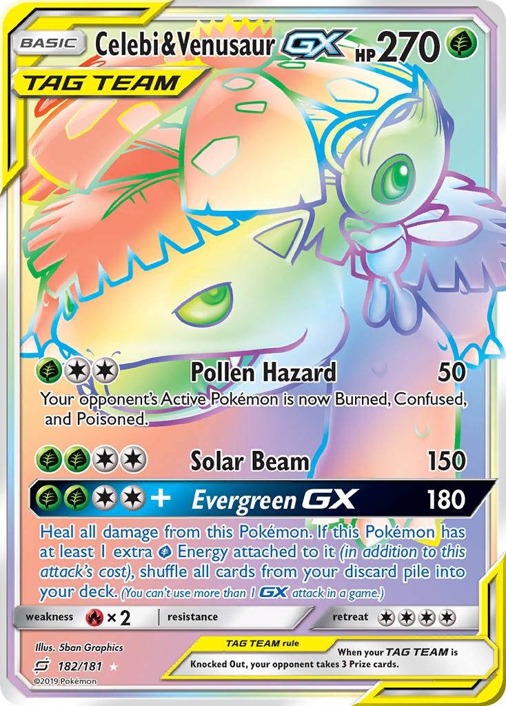 Celebi & Venusaur-GX 182/198 Rare Rainbow