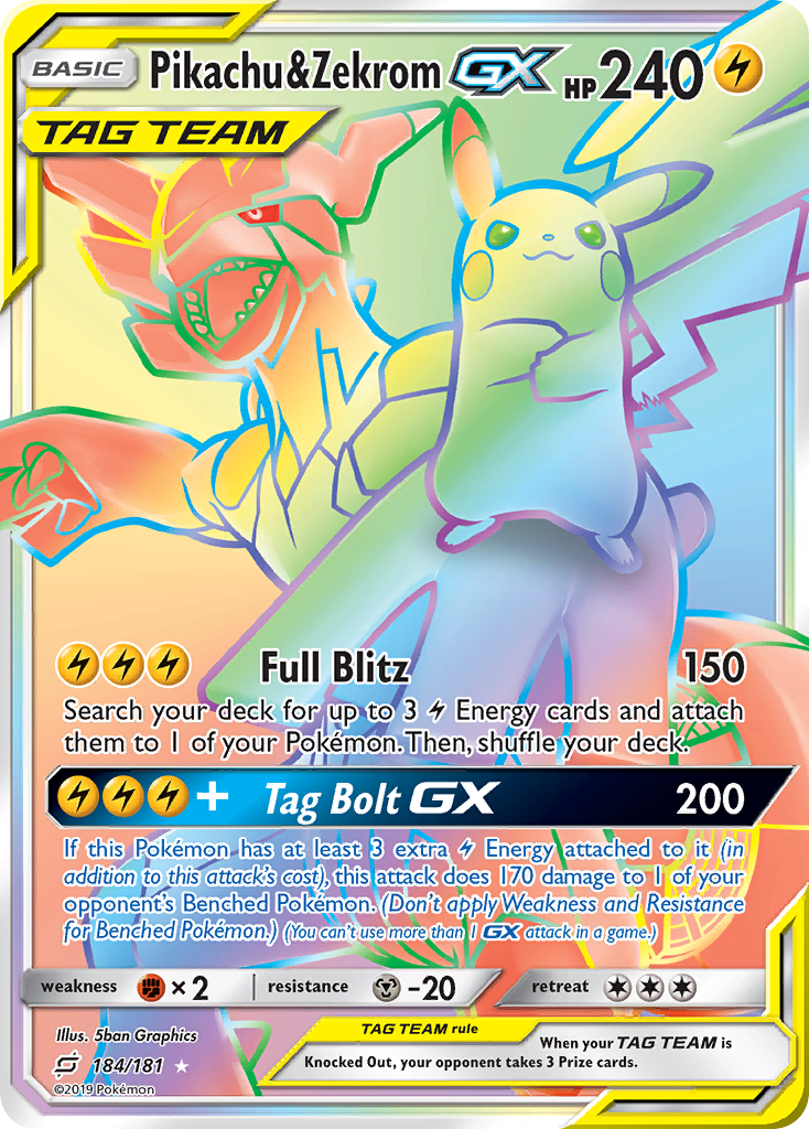 Pikachu & Zekrom-GX 184/198 Rare Rainbow