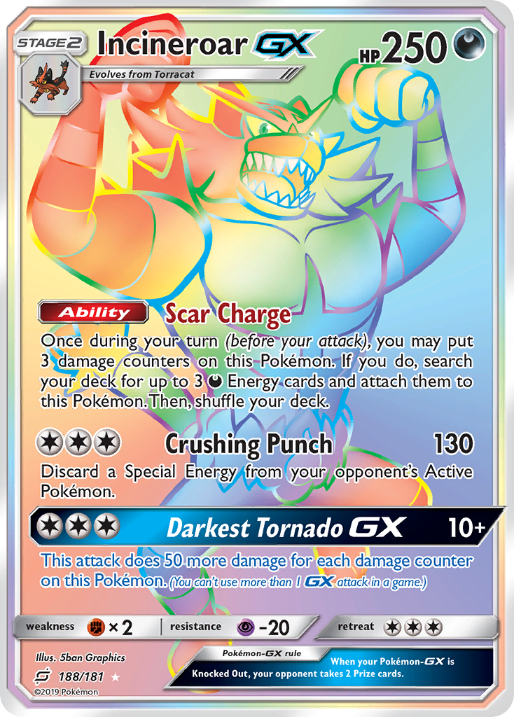 Incineroar-GX 188/198 Rare Rainbow