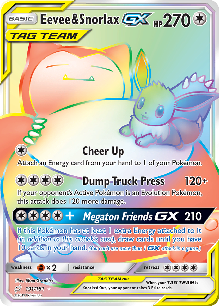 Eevee & Snorlax-GX 191/198 Rare Rainbow