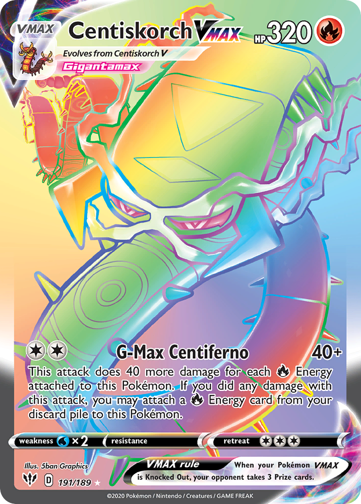 Centiskorch VMAX 191/201 Rare Rainbow