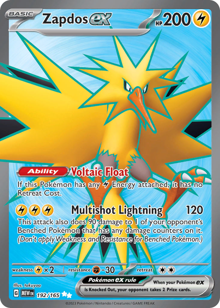 Zapdos ex 192/207 Ultra Rare