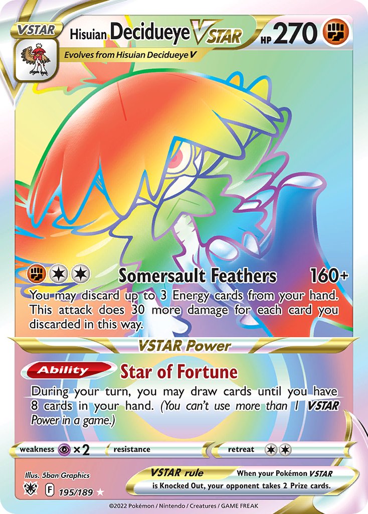 Hisuian Decidueye VSTAR 195/216 Rare Rainbow