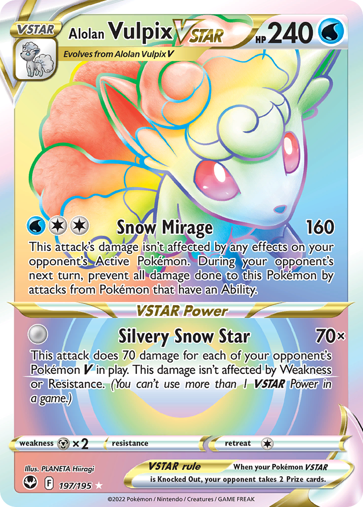 Alolan Vulpix VSTAR 197/215 Rare Rainbow