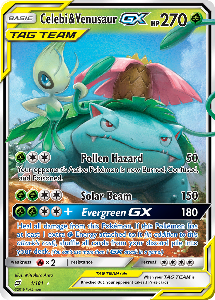 Celebi & Venusaur-GX 001/198 Rare Holo GX