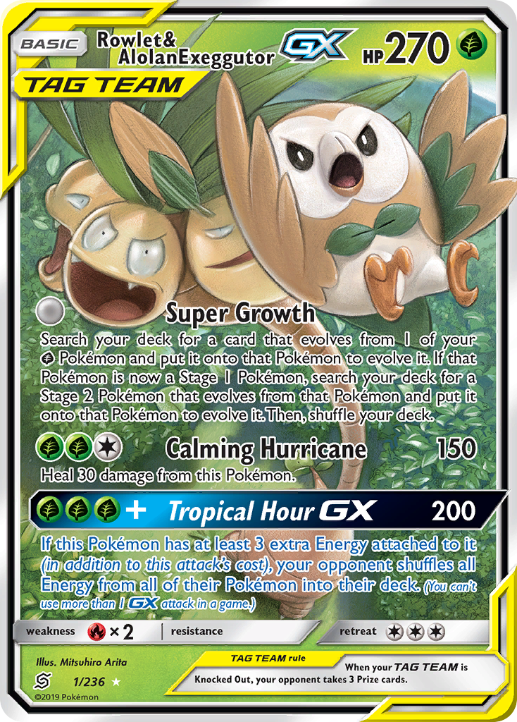 Rowlet & Alolan Exeggutor-GX 001/260 Rare Holo GX