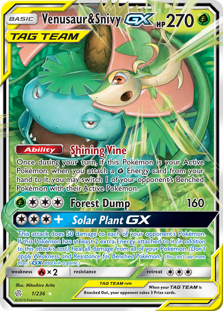 Venusaur & Snivy-GX 001/272 Rare Holo GX
