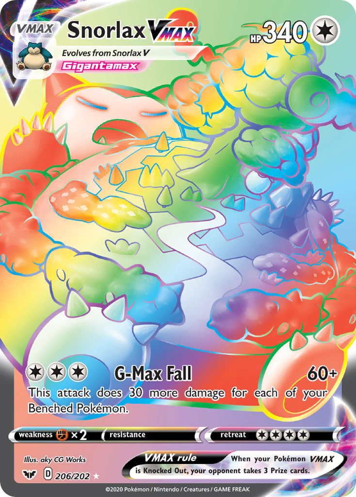Snorlax VMAX 206/216 Rare Rainbow