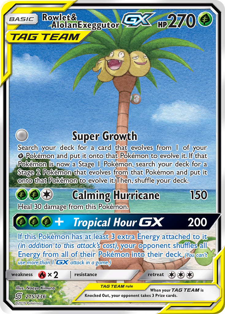 Rowlet & Alolan Exeggutor-GX 215/260 Rare Ultra