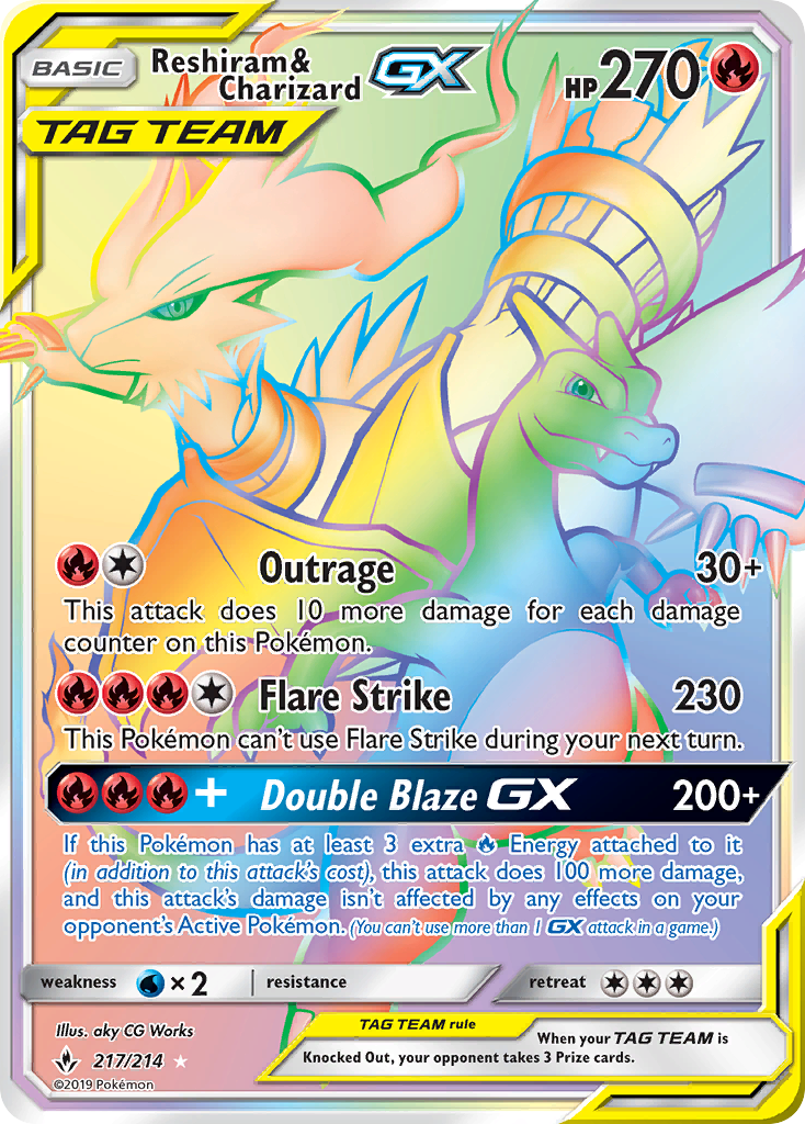 Reshiram & Charizard-GX 217/234 Rare Rainbow