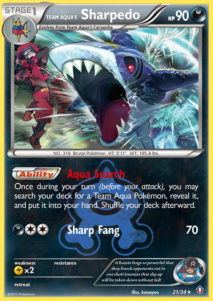 Team Aqua's Sharpedo 021/34 Rare Holo