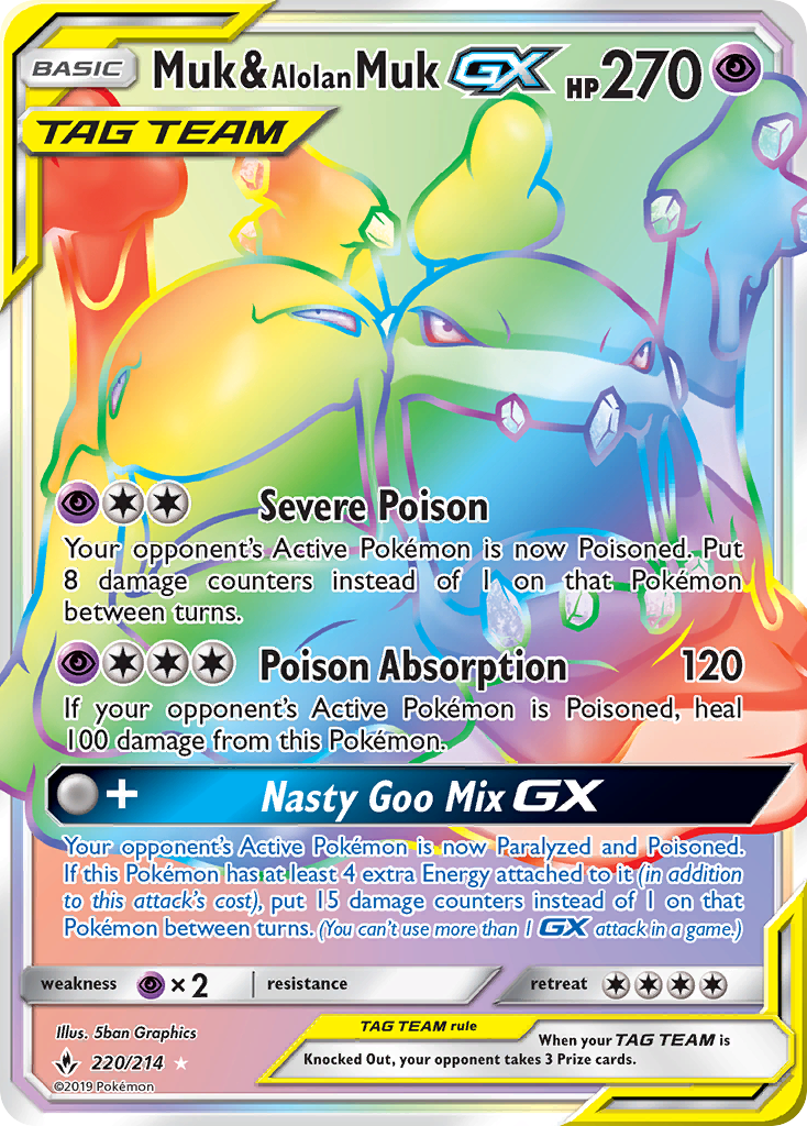 Muk & Alolan Muk-GX 220/234 Rare Rainbow