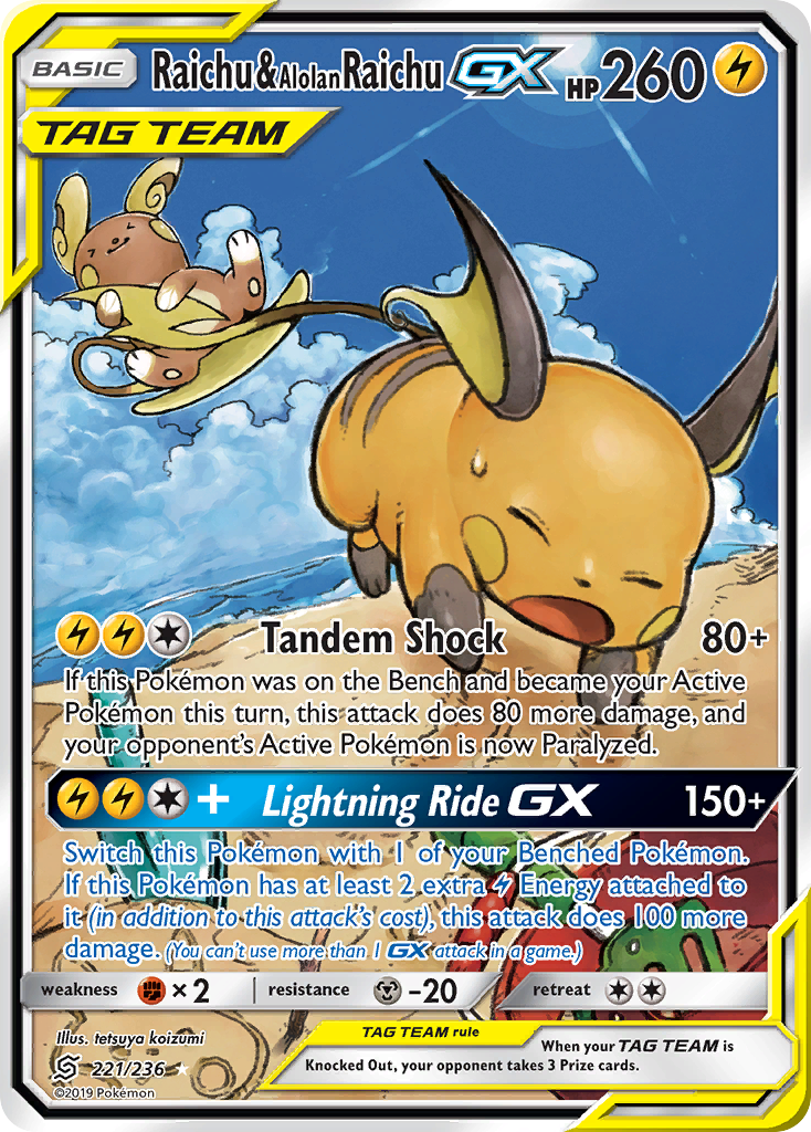 Raichu & Alolan Raichu-GX 221/260 Rare Ultra