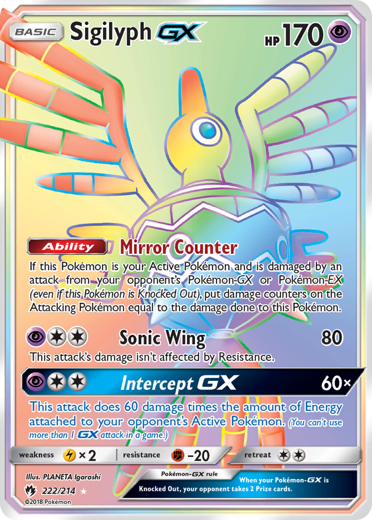 Sigilyph-GX 222/240 Rare Rainbow