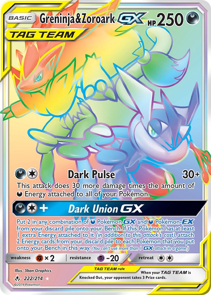 Greninja & Zoroark-GX 222/234 Rare Rainbow
