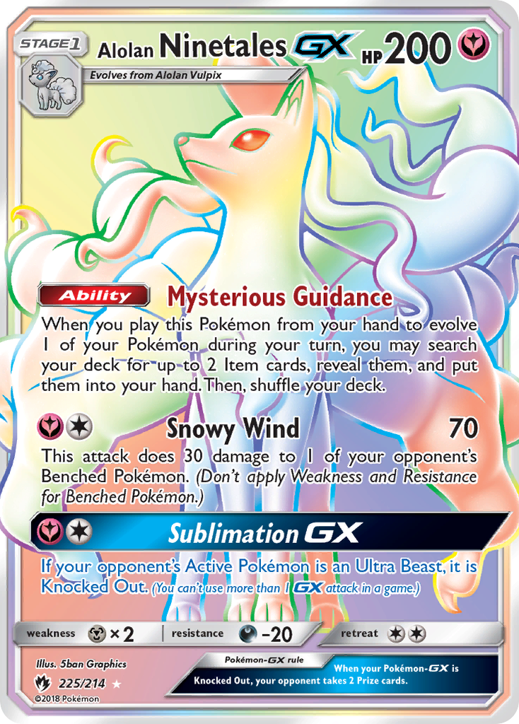 Alolan Ninetales-GX 225/240 Rare Rainbow