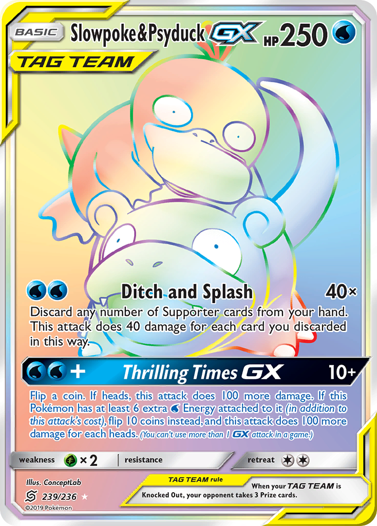 Slowpoke & Psyduck-GX 239/260 Rare Rainbow