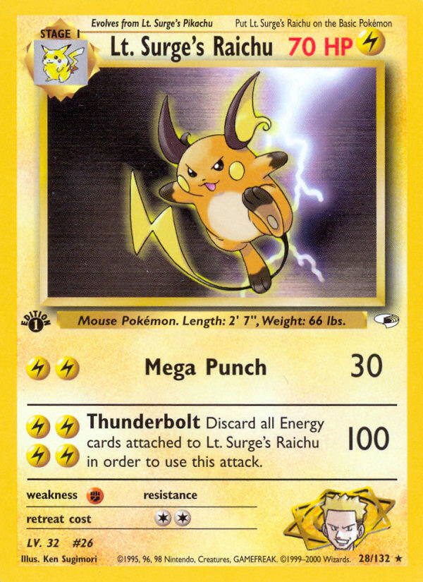 Lt. Surge's Raichu 028/132 Rare