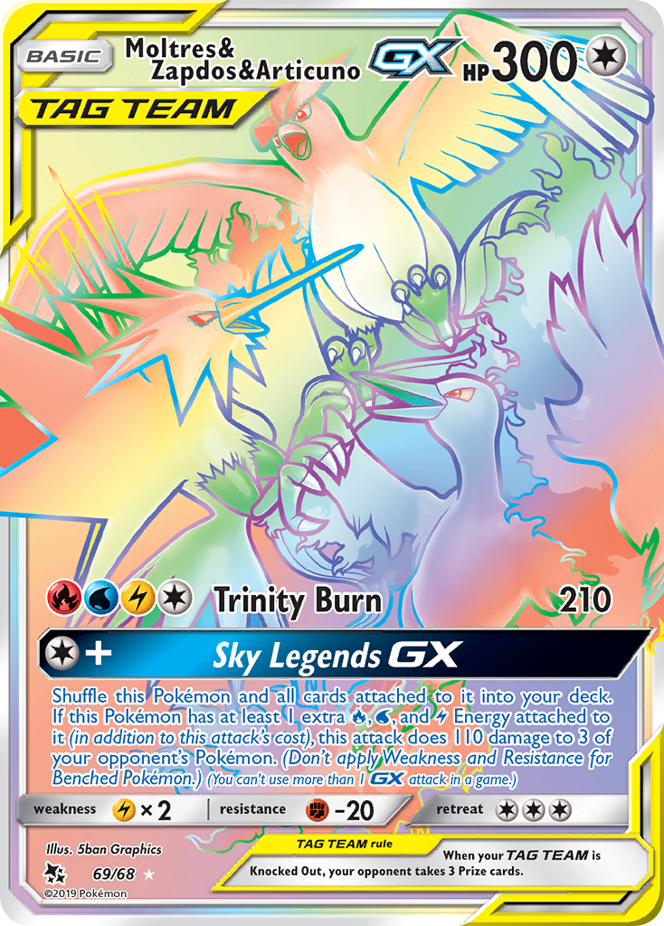 Moltres & Zapdos & Articuno-GX 069/69 Rare Rainbow