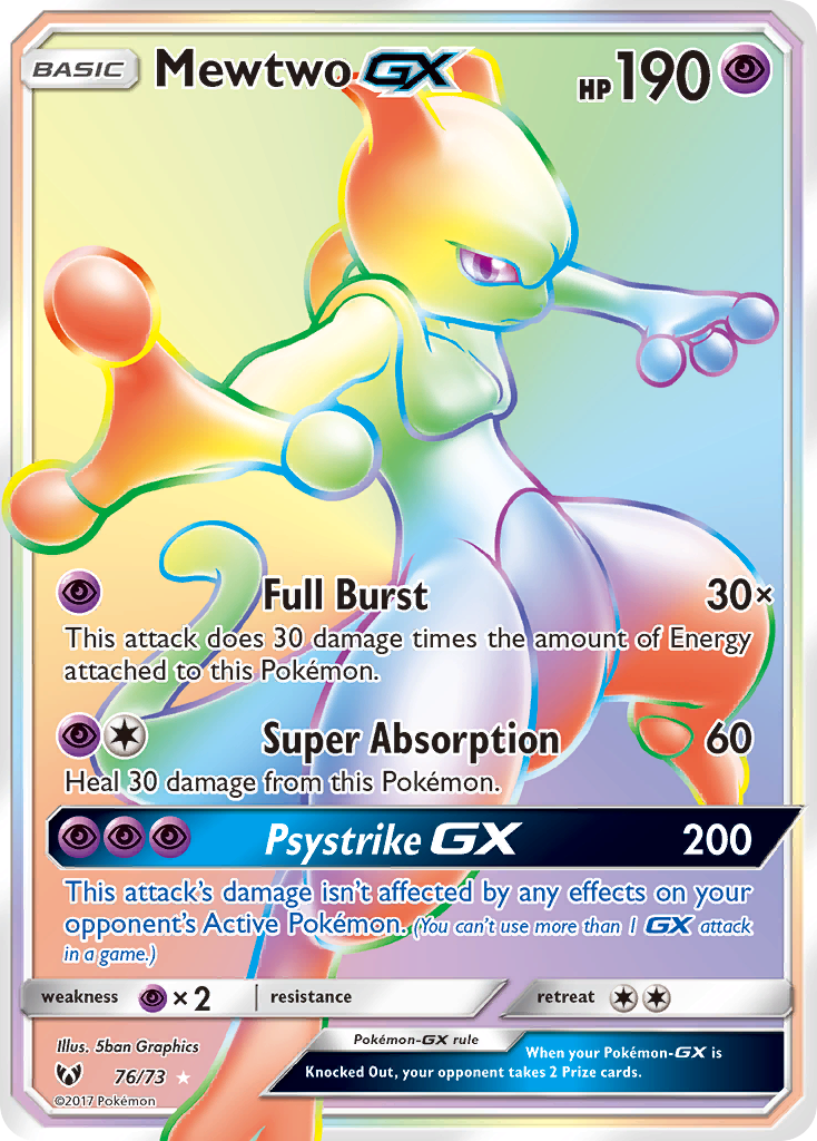 Mewtwo-GX 076/81 Rare Rainbow
