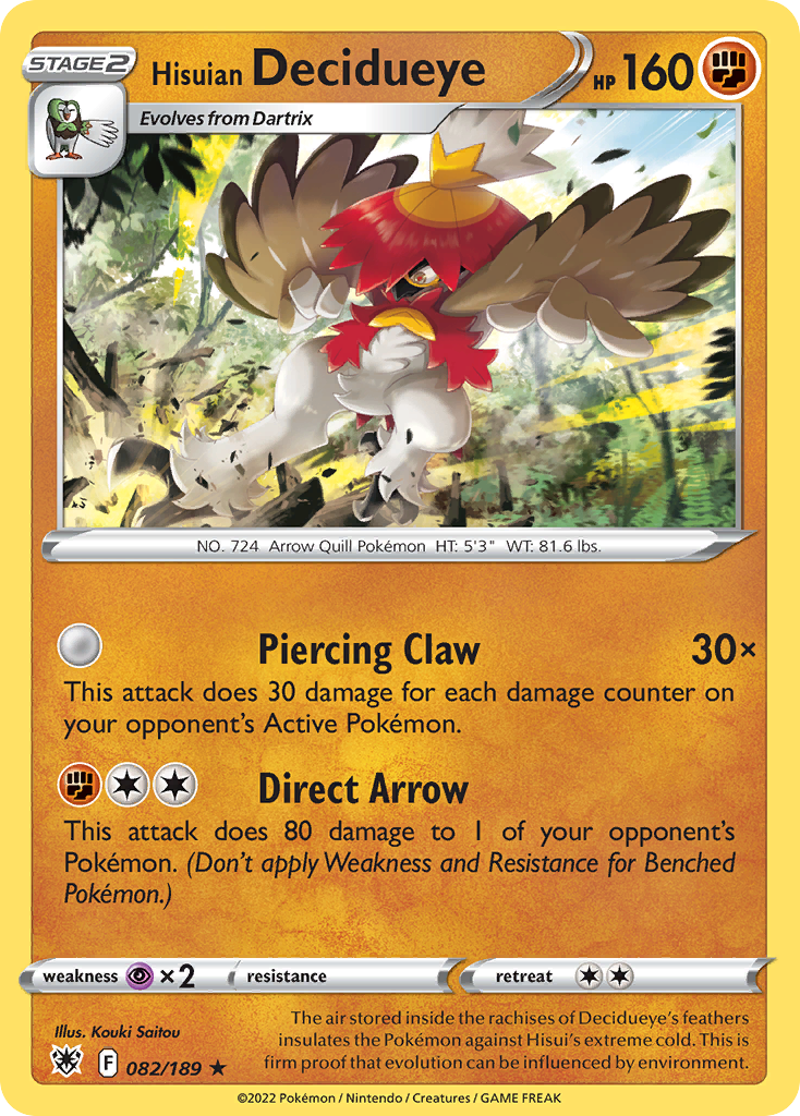 Hisuian Decidueye 082/216 Rare Holo