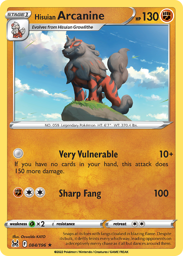 Hisuian Arcanine 084/217 Rare Holo
