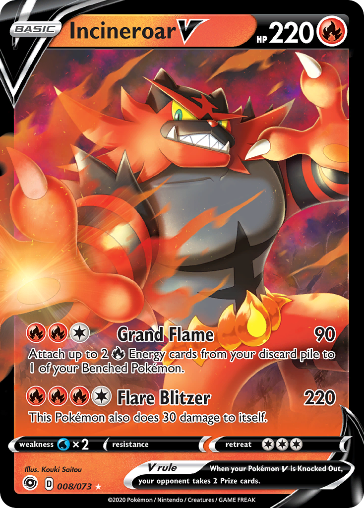 Incineroar V 008/80 Rare Holo V