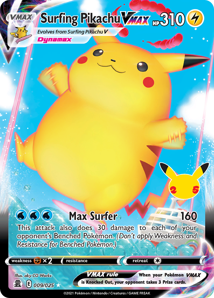 Surfing Pikachu VMAX 009/25 Rare Holo VMAX