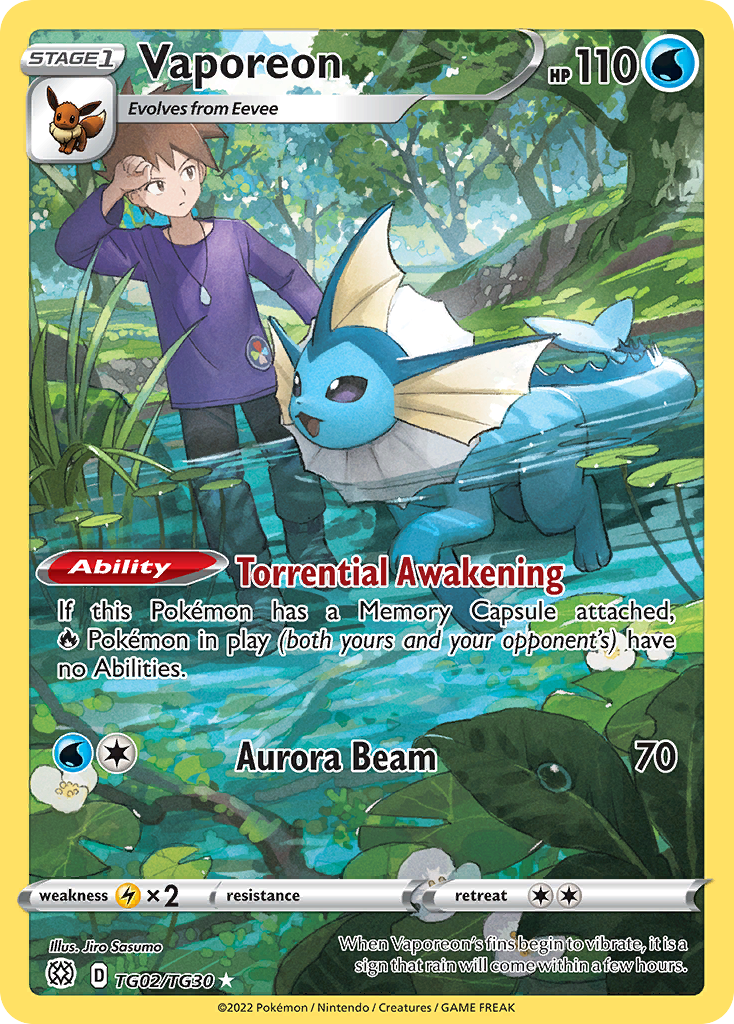 Vaporeon 002/30 Trainer Gallery Rare Holo