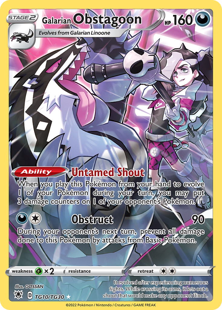 Galarian Obstagoon 010/30 Trainer Gallery Rare Holo